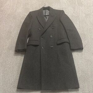 Elegant Charcoal Double-Breasted Trench Coat